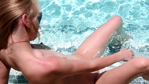 Nubiles - Hannah Hays wearing glasses pussy eating outdoors