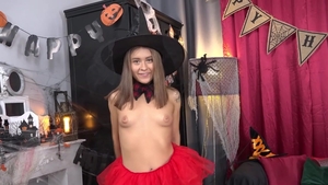 Anal Angels: Solo horny cunnilingus in skirt